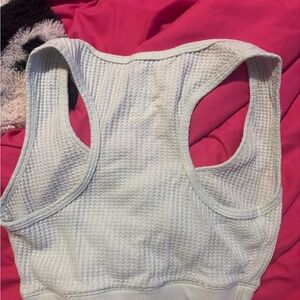 SO Women's Light Blue Textured Racerback Sports Bra